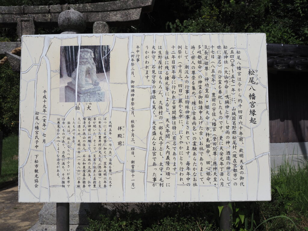 松尾八幡宮の御由緒を記した案内板